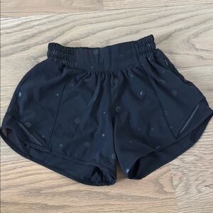 Lululemon Athletica Black Logo Low-Rise Hotty Hot 4” Shorts